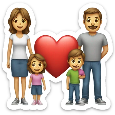 Heart and mom and dad and kids sticker