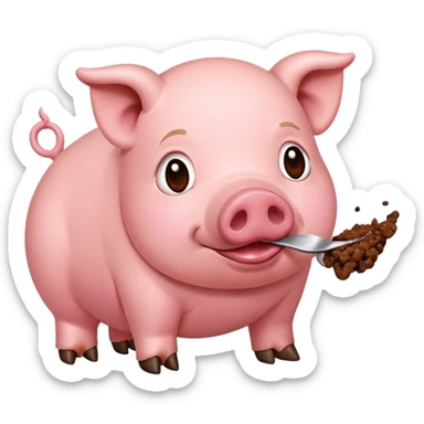 pig eating shit sticker