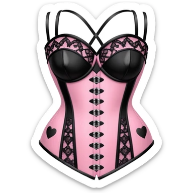 heart with gothic black lace corset ,  hearts, black and pink, cute,  sticker