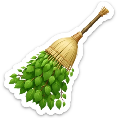 Birch Broom For Russian Bath Water Green Leaves  sticker