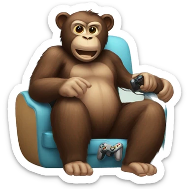 A monkey and a bear playing video games sticker