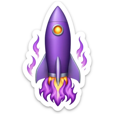 purple rocket purple flame sticker