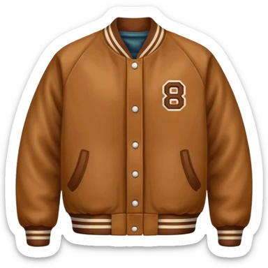 brown varsity jacket with 
left side : T 
right side : number <85> right side chest 


 sticker