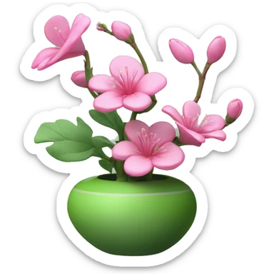green and pink ikebana sticker