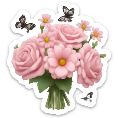 Pale pink bouquet with butterflies sticker
