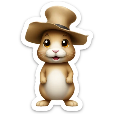 profile rabbit stands on two legs with a hat two ears sticker