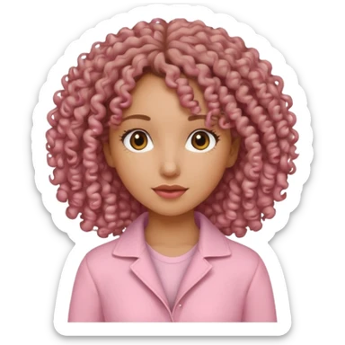 curly hair yoga girl light pink clothes  sticker