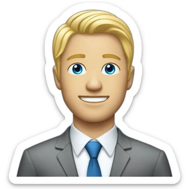 Man with blue eyes blond hair in the business suit  sticker