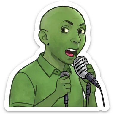 A bald man singing  sticker