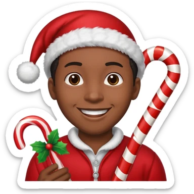 Black person with candy cane sticker