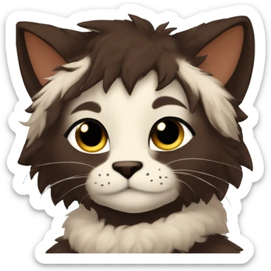 Anthro Shy Cute Cool Edgy Pretty Dark Brown Furry Feline Animal Anthro Sona sticker
