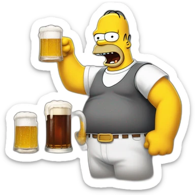 koba la d et Homer Simpson boivent un biere sticker