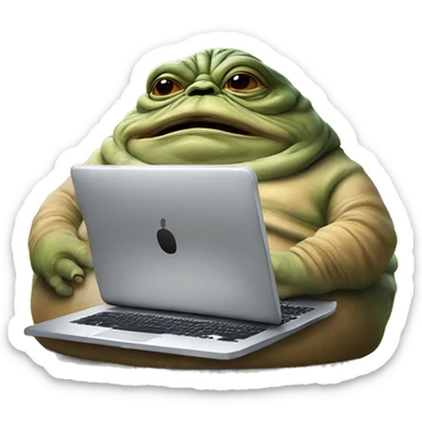 Jabba the Hutt from Star Wars with a laptop sticker