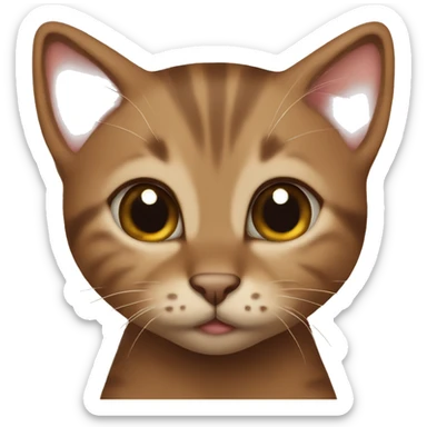Brown small kitten with brown eyes giving a kiss sticker