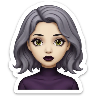  Beige olive skin  grey wavy hair black lips goth girl sticker