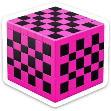 3D render of Missing Texture Cube, digital glitch art aesthetic, data corruption visual, checkerboard pattern of hot pink and black, pixelated distortion, emoji style, isolated on white background --v 6.0. sticker