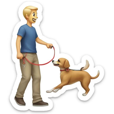 Super tiny dog dragging owner fast on leash  sticker
