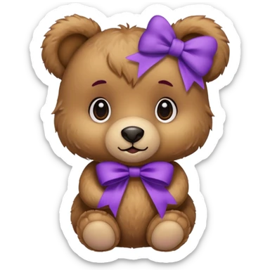 Cute teddy Bear , with a purple bow in her hair, sticker