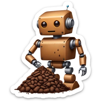 robot holding poop sticker