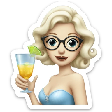 Pale Cinderella wearing glasses drinking a cocktail  sticker