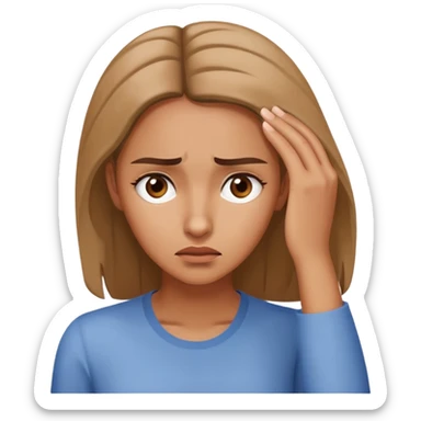 Woman with hand touching forehead, looking confused and worried sticker