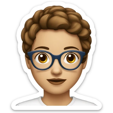 Fille cheveux bruns au yeux bleus avec des lunettes rondes  sticker