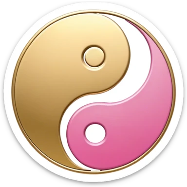 Yin Yang gold and pink sticker