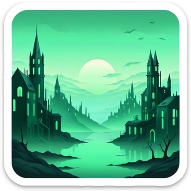 Ghostly Pastel Black Green Spectral Gloomy Dusky Dystopian Apocalyptic Aesthetic Scenery Deco sticker
