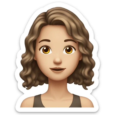 white girl with brown hair ,brown eyes, a little wavy hair sticker