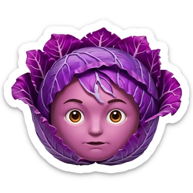 Red cabbage shreds without bowl with big cabbage head in the background sticker