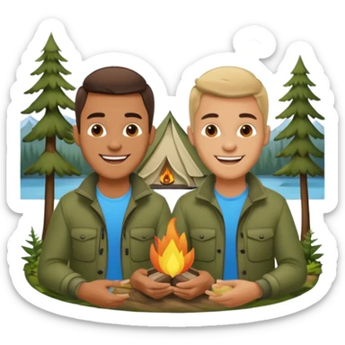 Gay men camping sticker