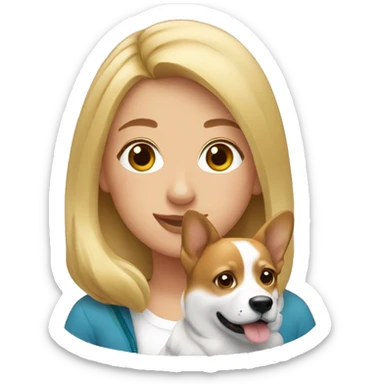 blonde girl with a corgi dog sticker