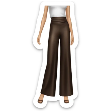 high waisted long wide leg dressy casual pants in shiny Dark Brown material sticker