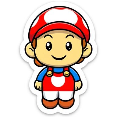 female Mario smiling in cute cartoon style sticker