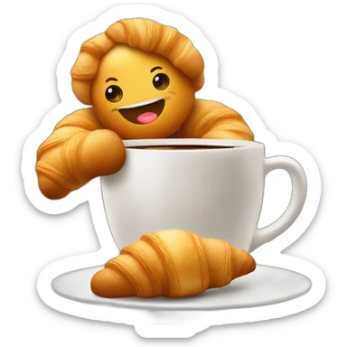 Coffee with croissant in cafe  sticker