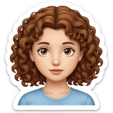 Girl with brown curly/wavy hair  sticker