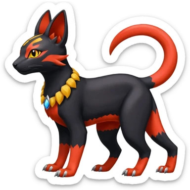 Colorful orange red black yellow Bastet-Salandit-Umbreon-Gatomon-Vernid-Protogen-Digimon-Fakémon-Pokémon-creature  (full body) sticker
