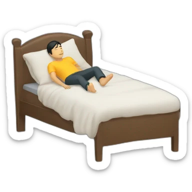 Asian guy sleeping on side with a cushion between his foot sticker