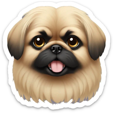 Beige Pekingese with black face  sticker