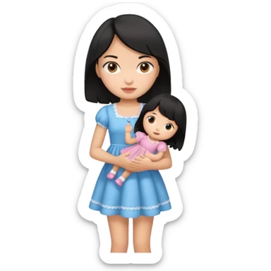 a black hair girl with 1 doll sticker
