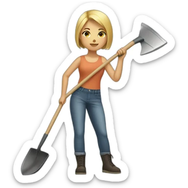 a blonde short straight haired girl with shovel sticker