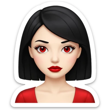 “Emoji girl, femme fatale, black hair sticker