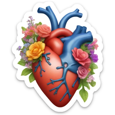 Anatomical hart with flowers sticker