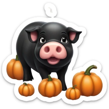 cute baby black pig at pumpkin fields sticker