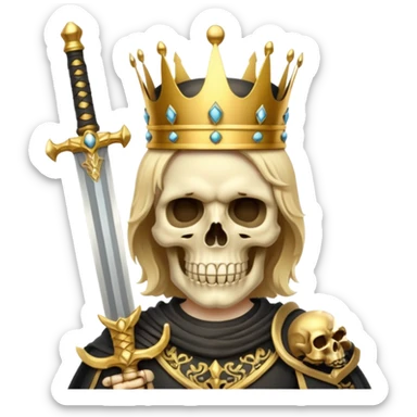 Golden skull with crown now make it with a worrior sowrd sticker