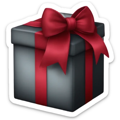 A large, beautiful gift: a black velvet box with a huge deep red-burgundy bow. sticker
