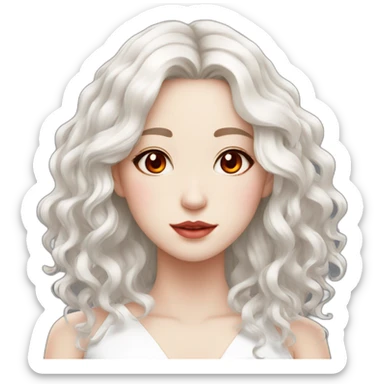 beautiful girl,red eyes, White wavy hair, white-skin, chinese sticker