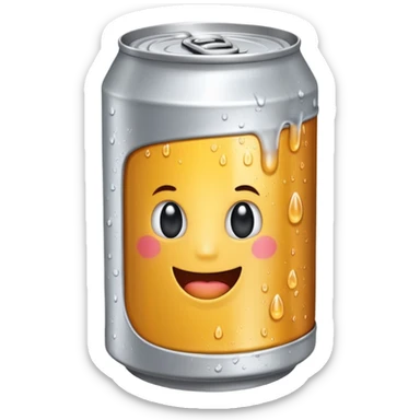 beer can on its side, top of the can facing the viewer, emoji style sticker