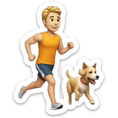 a man jogging with the dog sticker