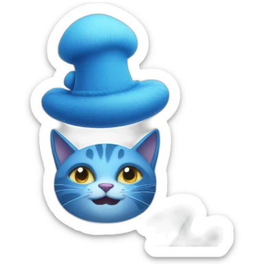 Blue cat with a blue mushroom hat schoked sticker
